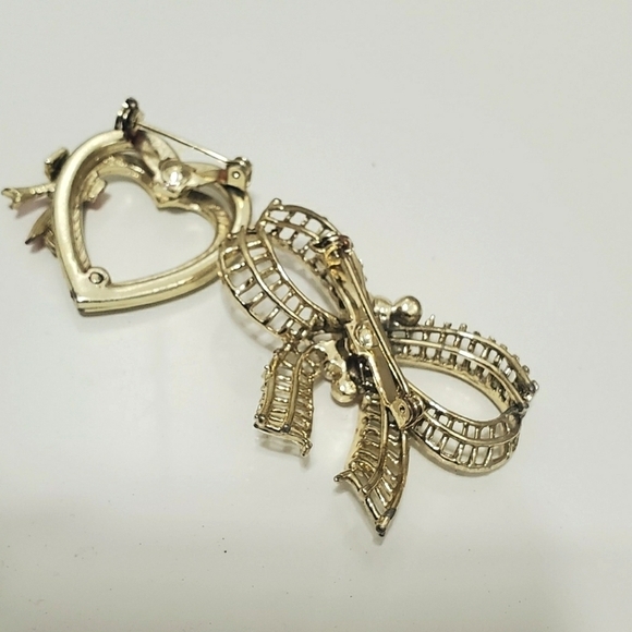 Impressive Solid Silver Heart Bow & Swag Marcasite set Brooch 🌴 - Picture 3 of 5